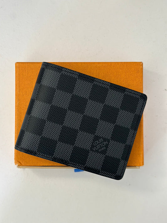 LV Black Checkered Wallet